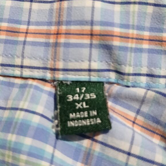 Lauren Ralph Lauren 17x34/35 Long-sleeved blue plaid button-up regular fit - Picture 4 of 14